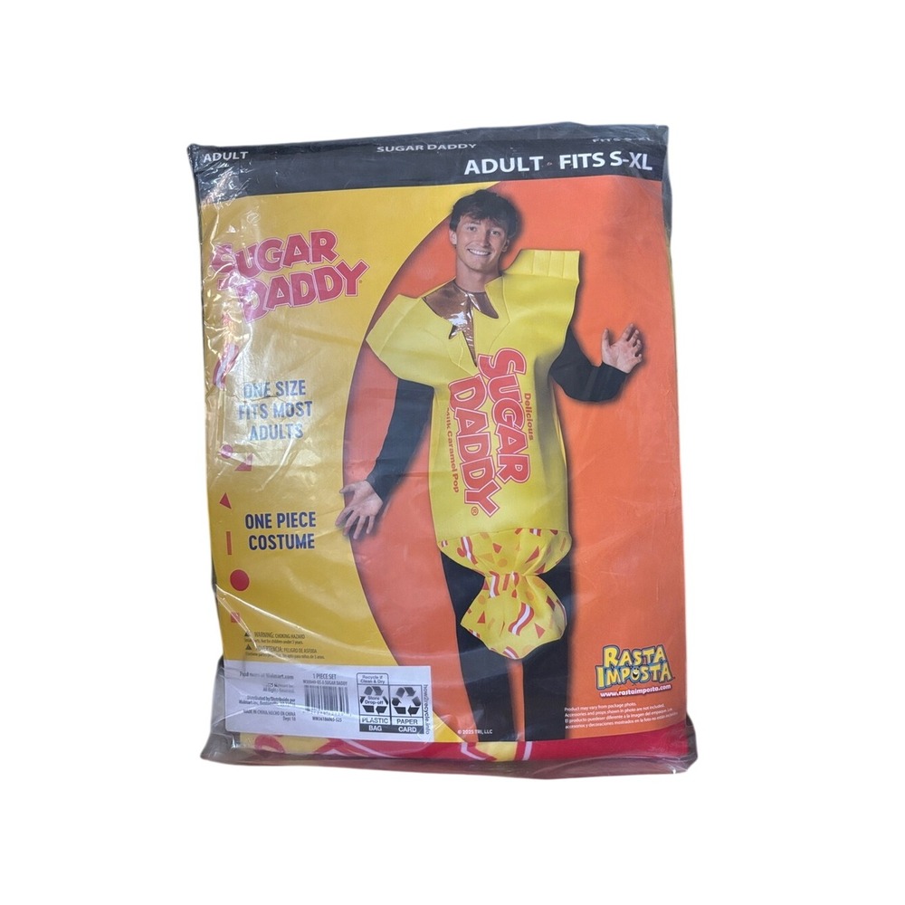 Sugar Daddy Yellow Candy Adult Costume OS SZ S-XL Halloween Unisex Funny NEW